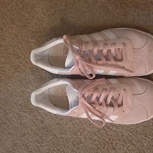 Pink and white adidas
